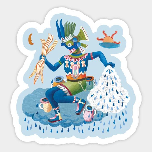 Tlaloc Rain God Sticker by John Parra Art